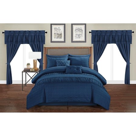 FIXTURESFIRST 20 Piece Comforter Set, Navy - King FI2541749